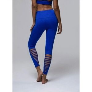 Onzie Elevate Midi Leggins with Strappy Cut Out Design in Vibrant Blue, Size M/L